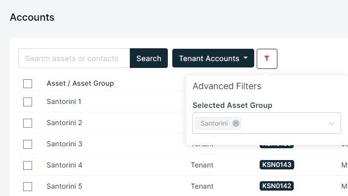 Asset Group selected